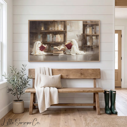 Reading Ghosts Frame TV Art displayed on a TV