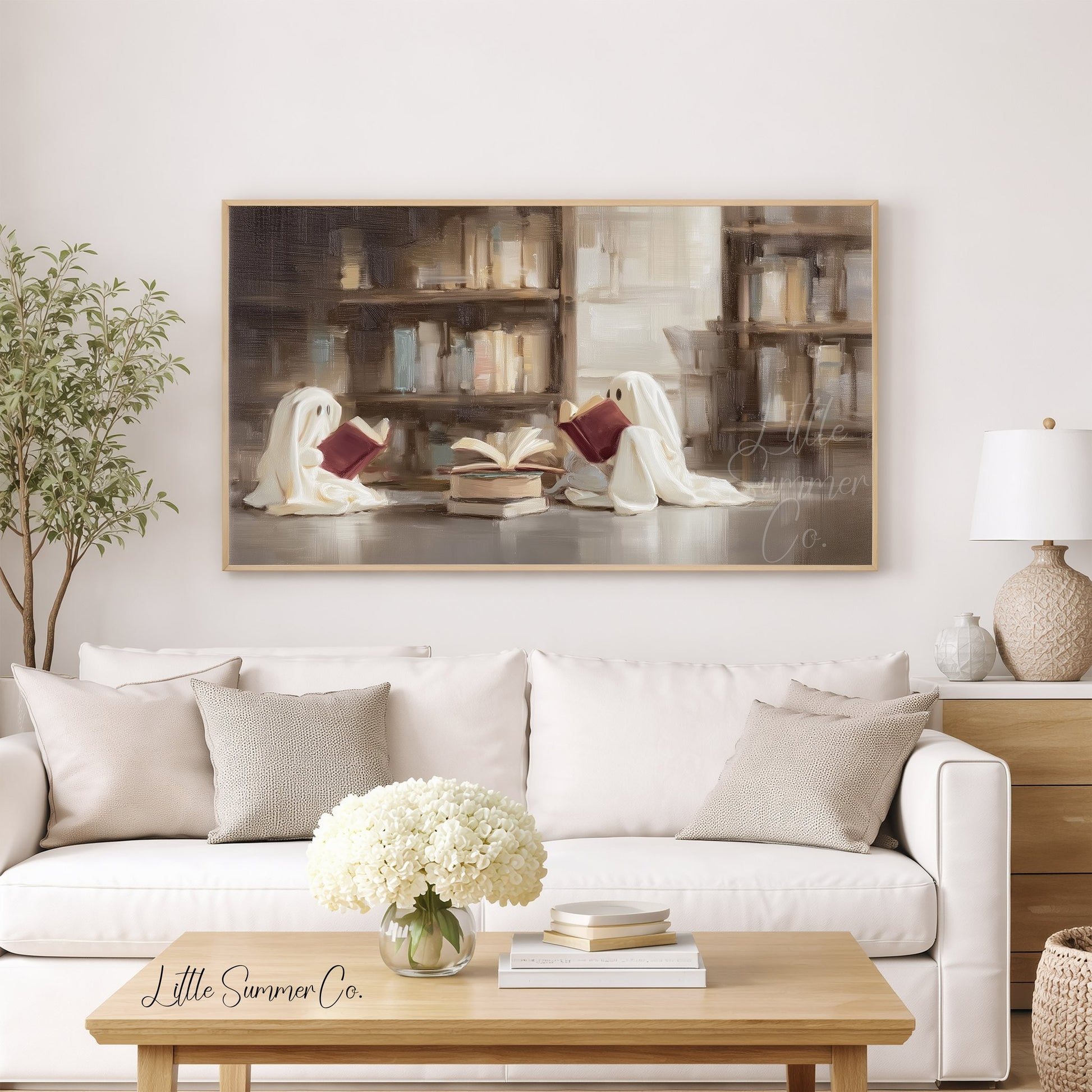 Reading Ghosts Frame TV Art displayed on a TV