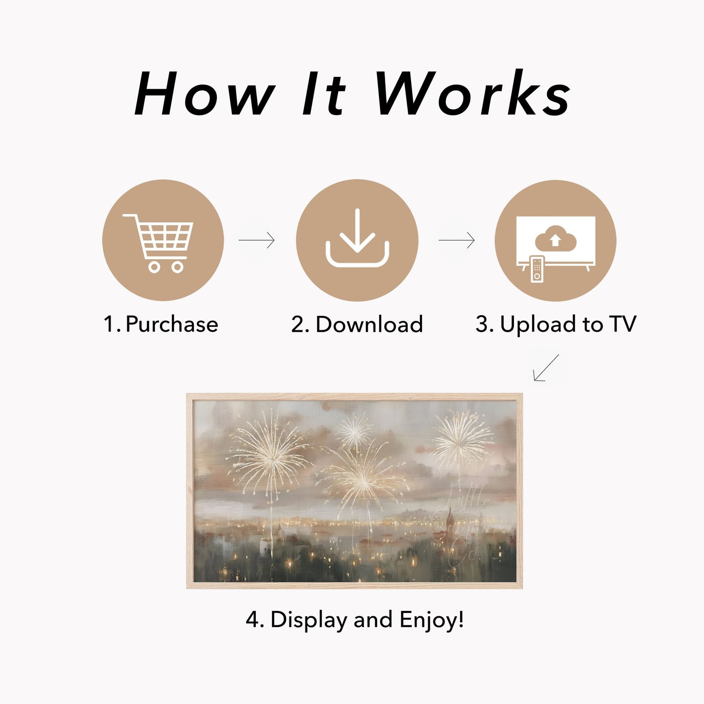City Fireworks Frame TV Art displayed on a TV