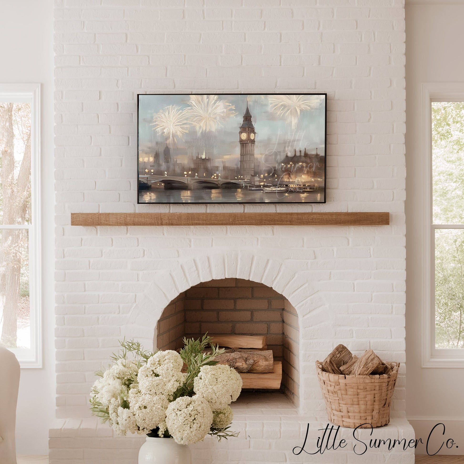 London New Year Fireworks Frame TV Art displayed on a TV