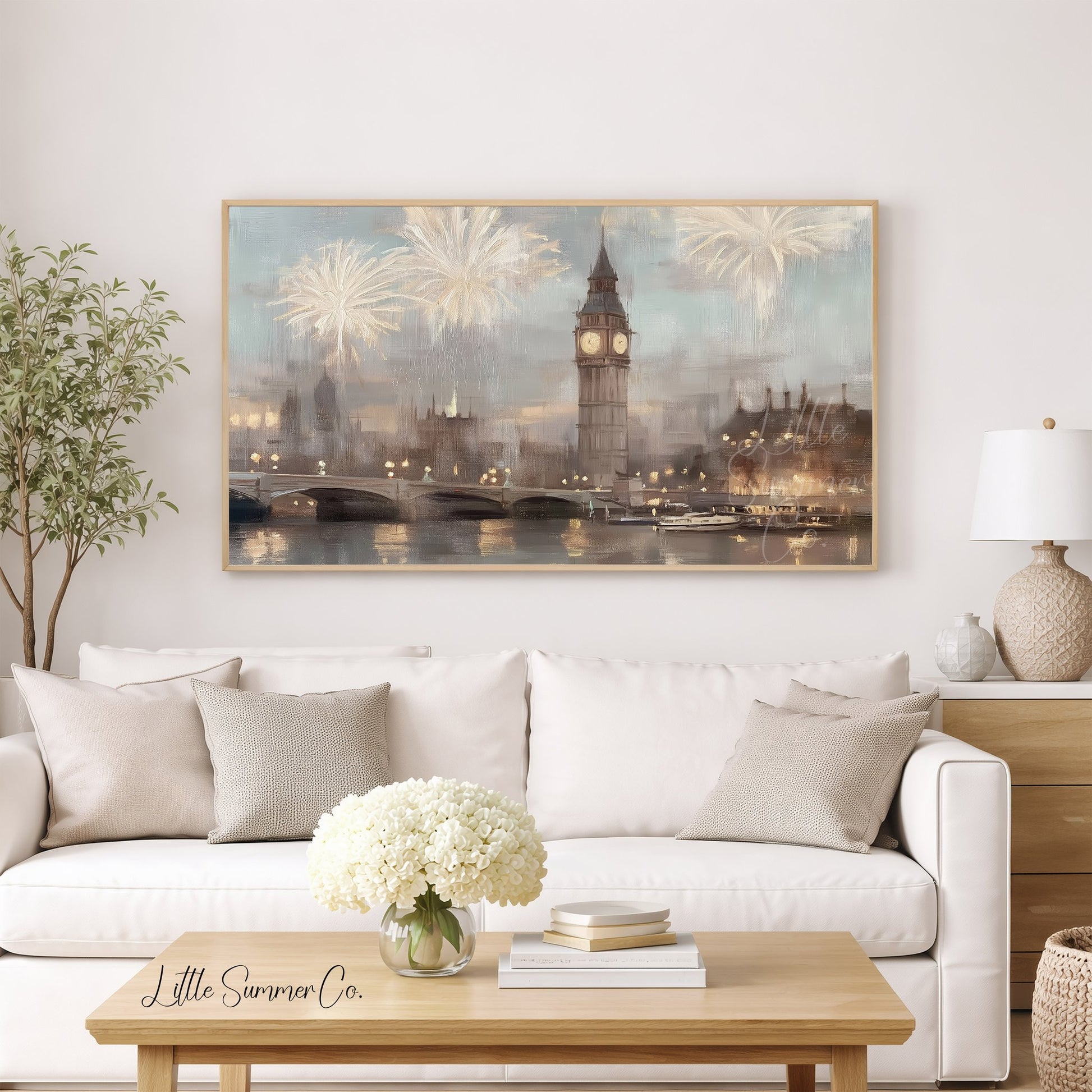 London New Year Fireworks Frame TV Art displayed on a TV