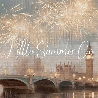 Big Ben Fireworks Frame TV Art displayed on a TV