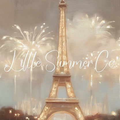 Eiffel Tower Fireworks Frame TV Art displayed on a TV