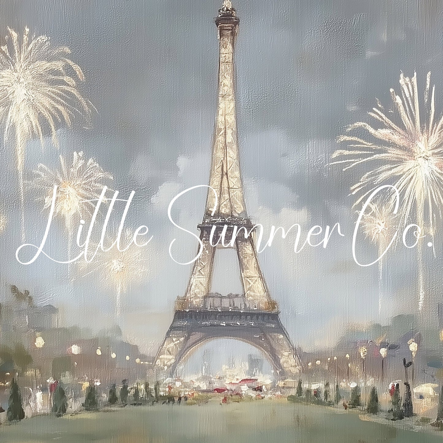 Paris Eiffel Tower Fireworks Night Frame TV Art displayed on a TV