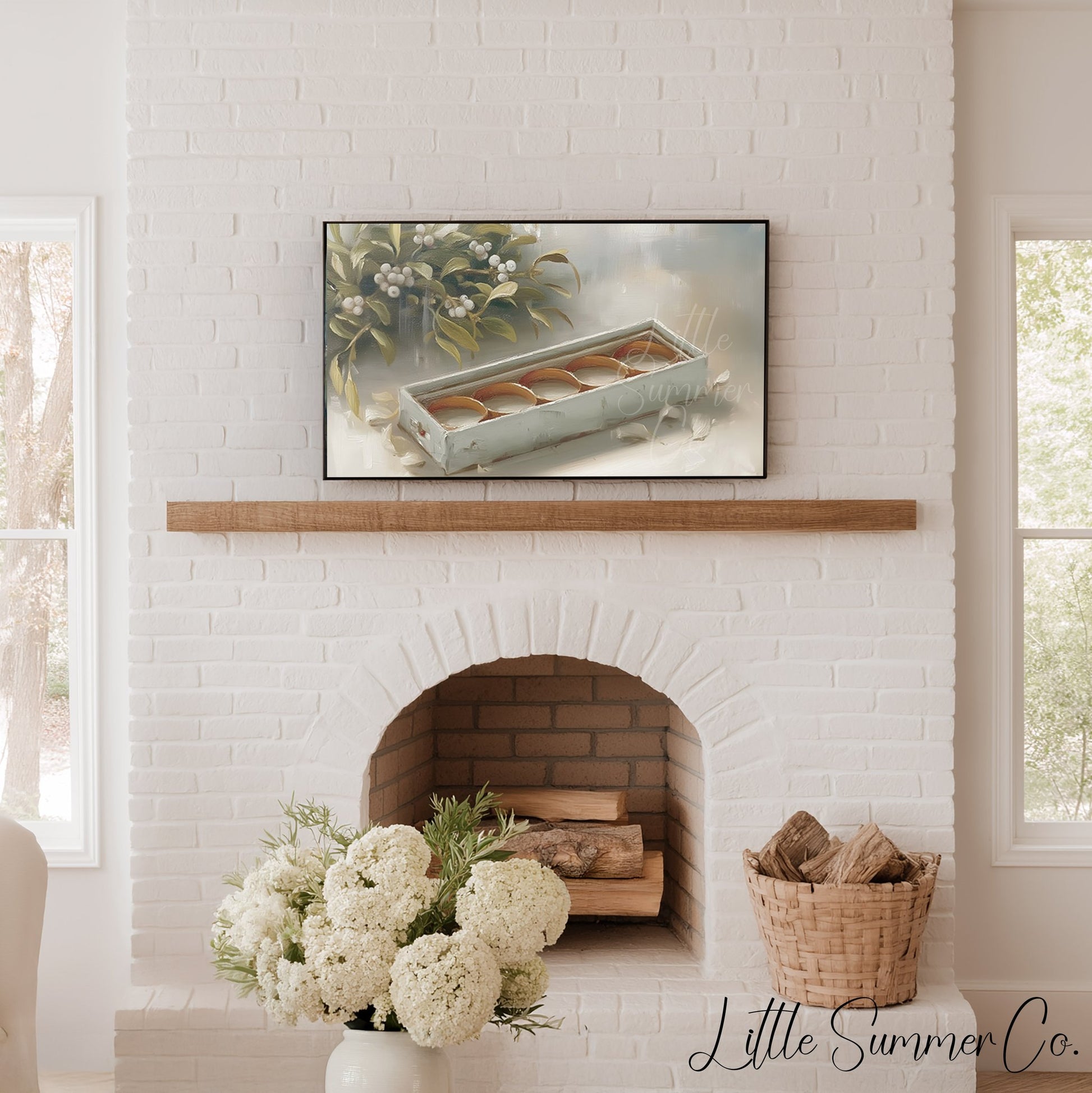 Five Golden Rings Frame TV Art displayed on a TV