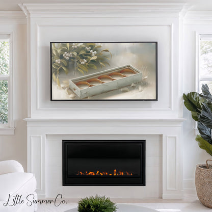 Five Golden Rings Frame TV Art displayed on a TV