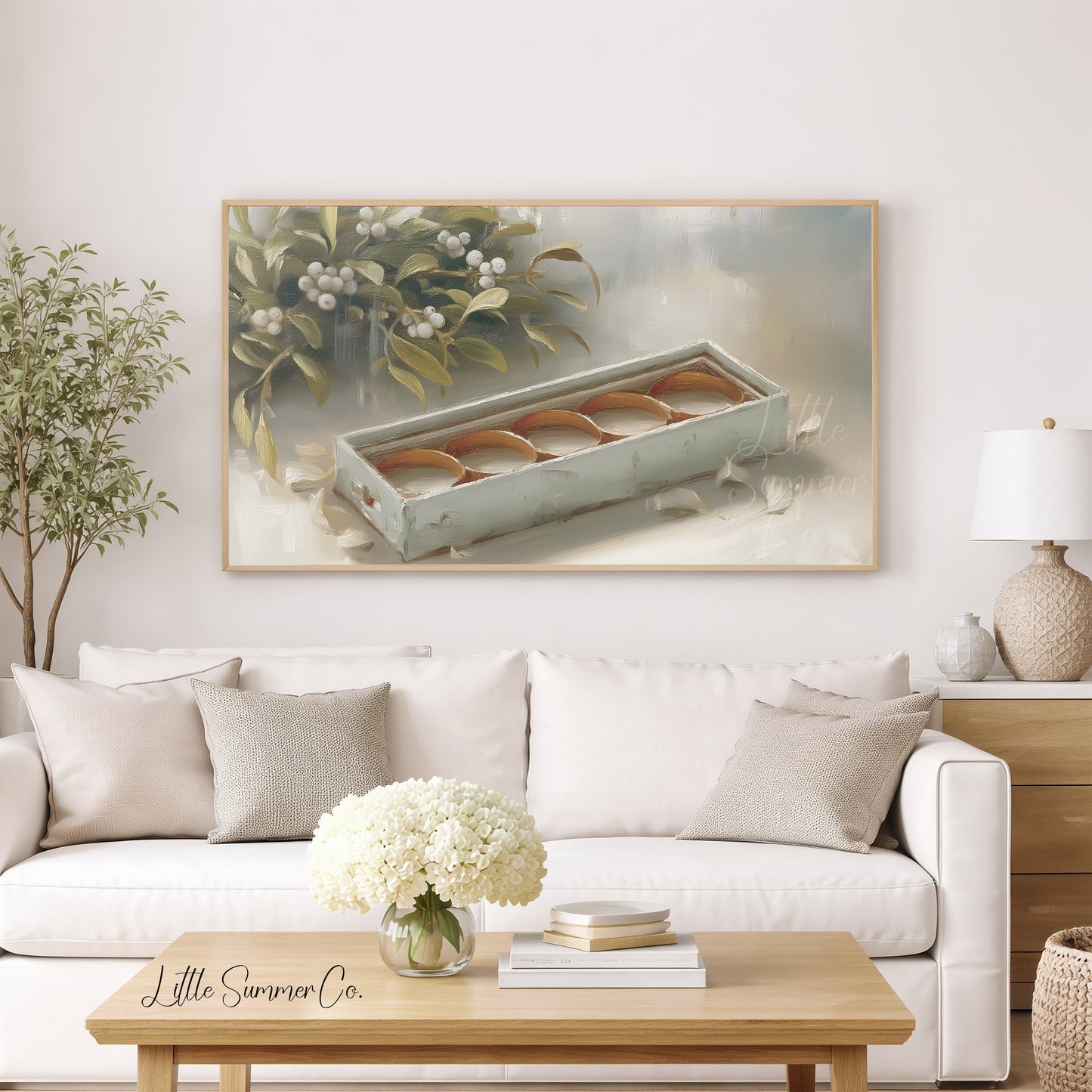 Five Golden Rings Frame TV Art displayed on a TV
