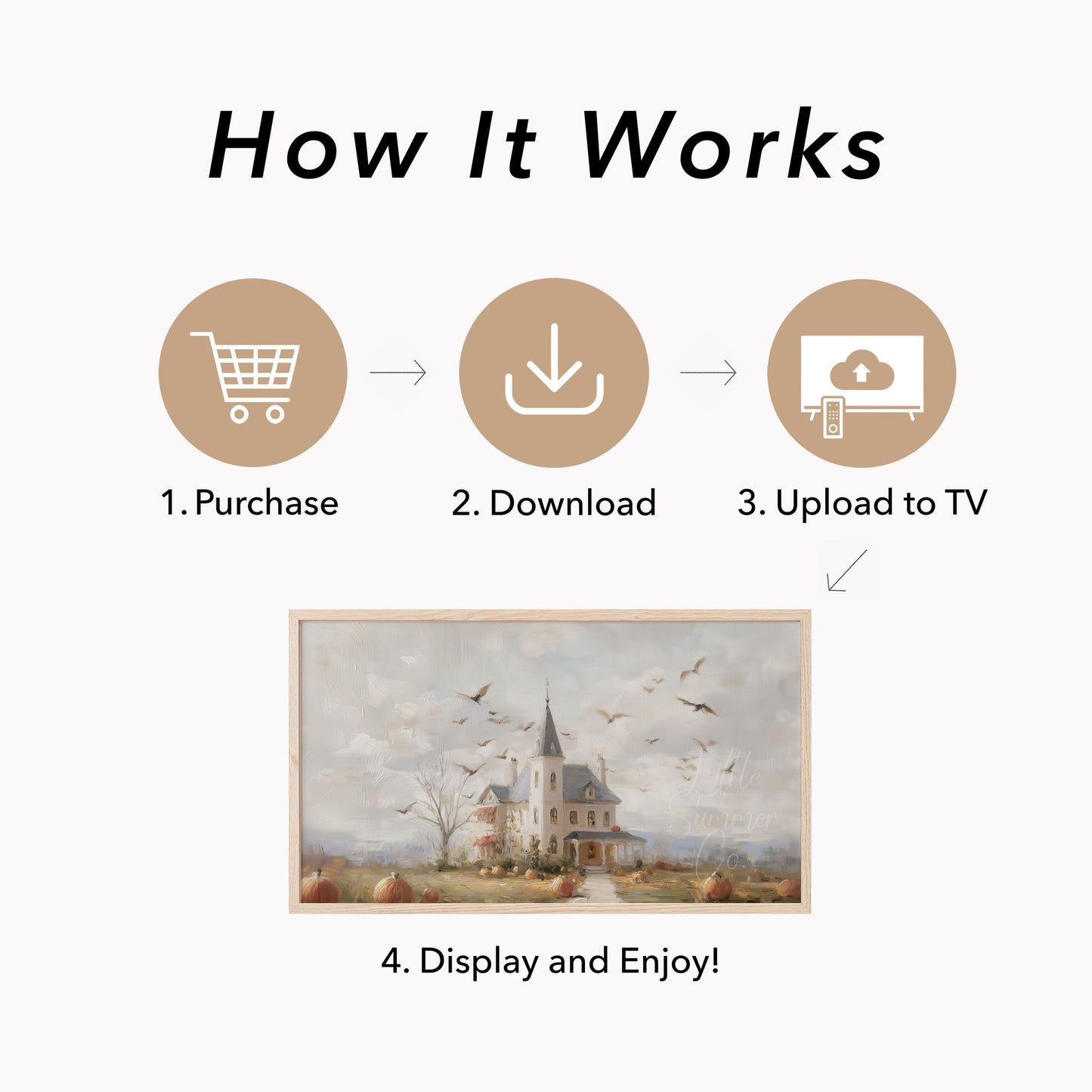 Pumpkin House Bats Frame TV Art displayed on a TV