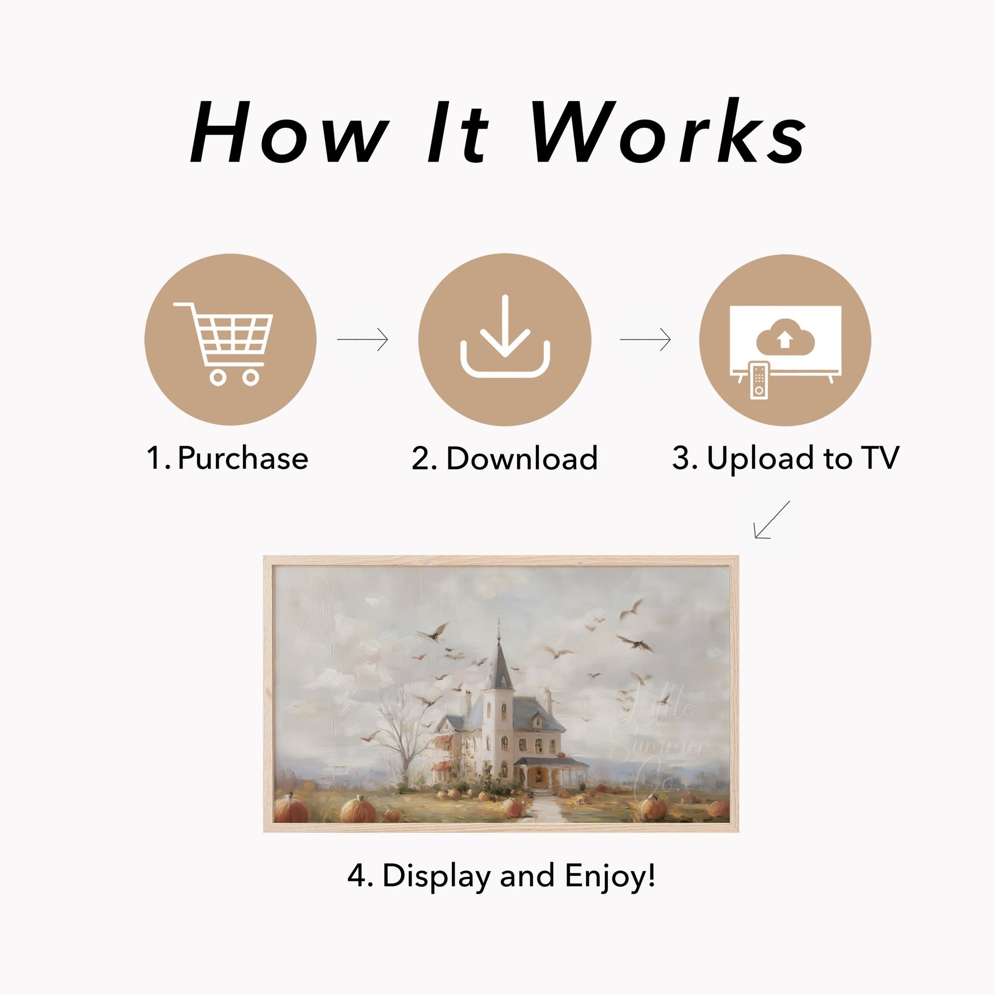 Pumpkin House Bats Frame TV Art displayed on a TV