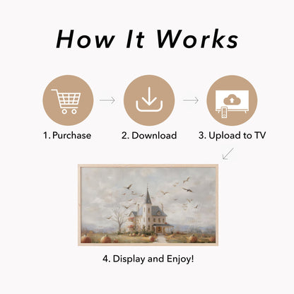 Pumpkin House Bats Frame TV Art displayed on a TV