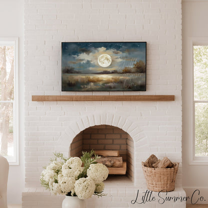 Full Moon Lake Frame TV Art displayed on a TV
