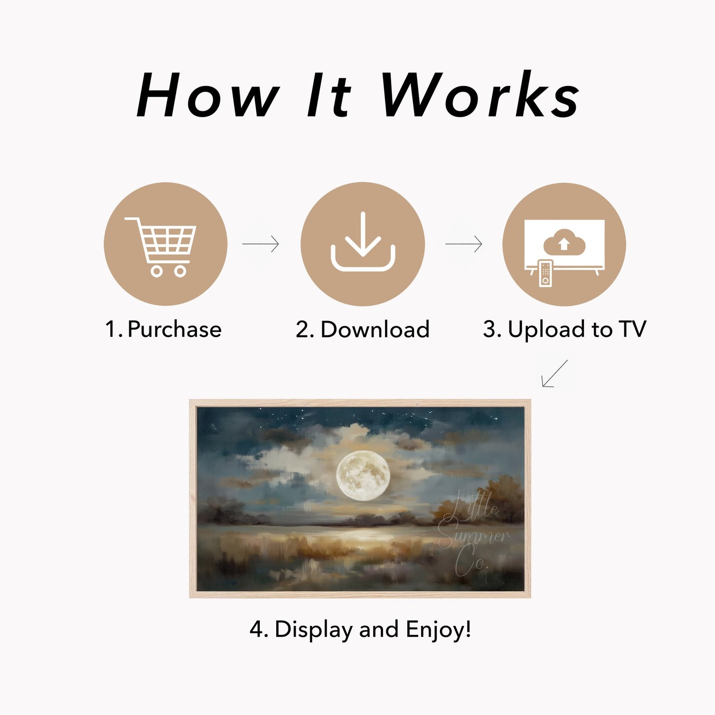 Full Moon Lake Frame TV Art displayed on a TV