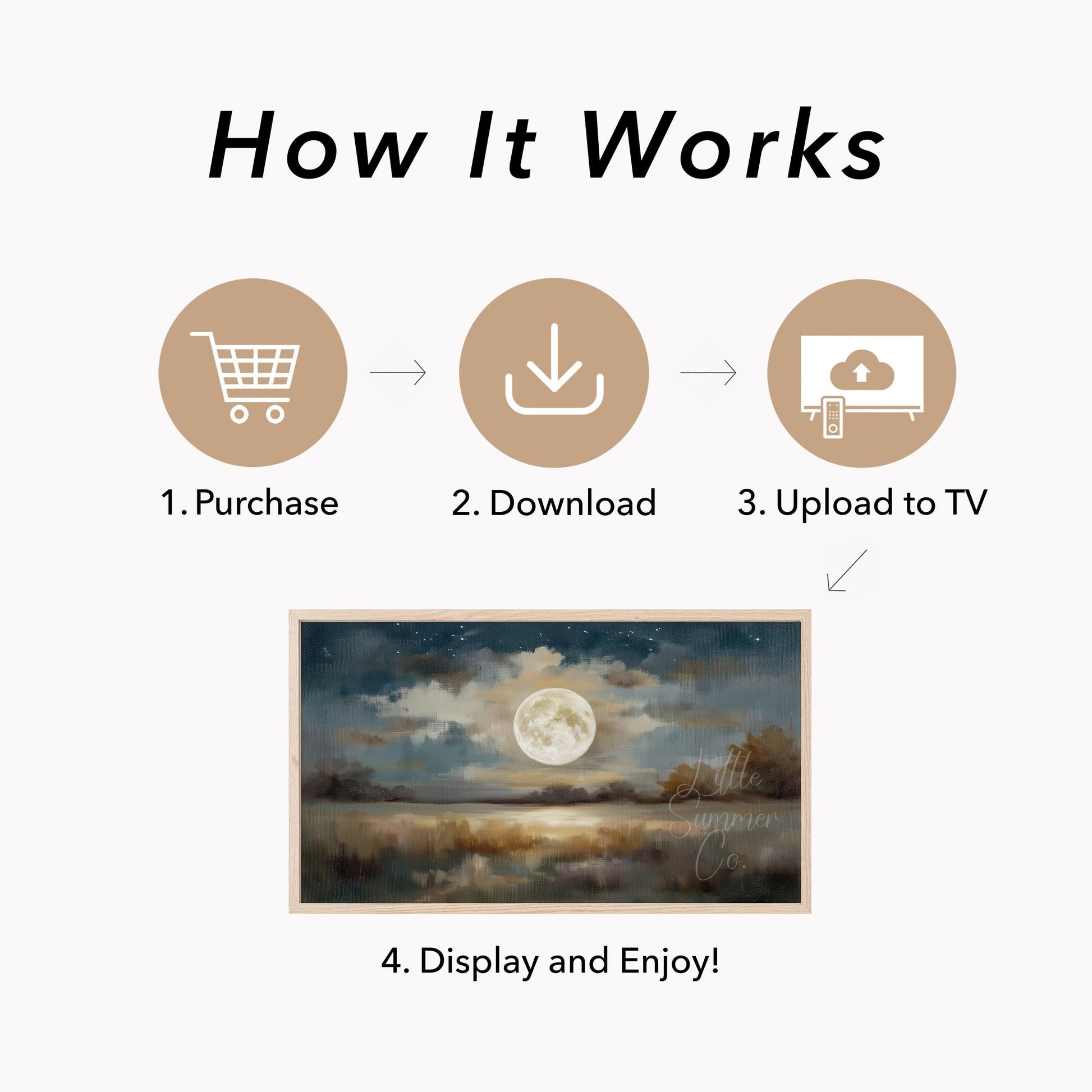 Full Moon Lake Frame TV Art displayed on a TV
