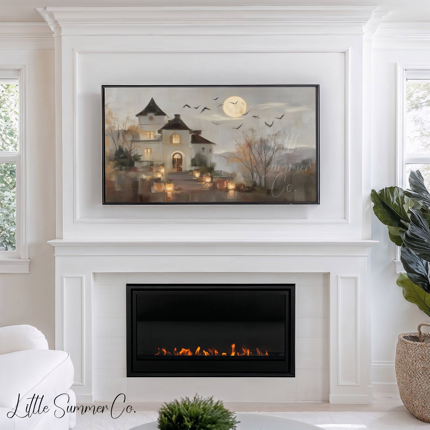 Haunted House Frame TV Art displayed on a TV
