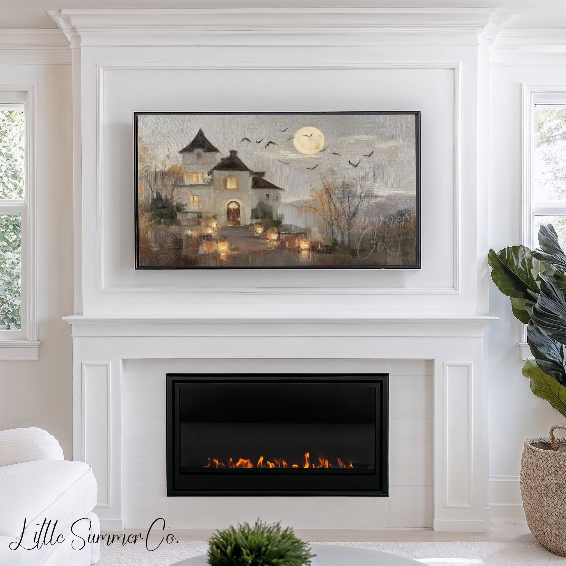 Haunted House Frame TV Art displayed on a TV