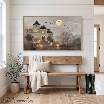 Haunted House Frame TV Art displayed on a TV