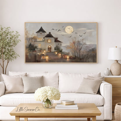 Haunted House Frame TV Art displayed on a TV
