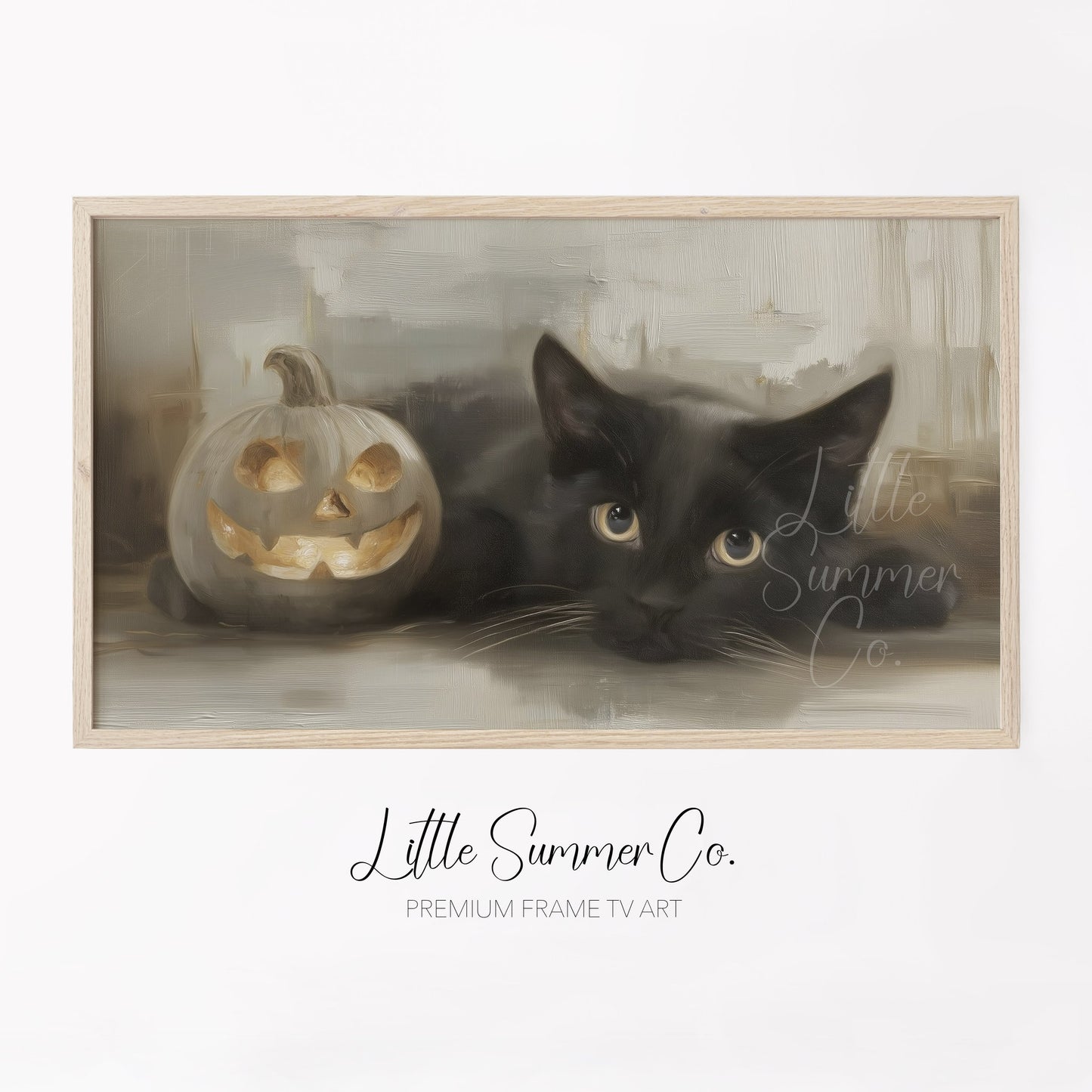 Black Cat Pumpkin Frame TV Art displayed on a TV
