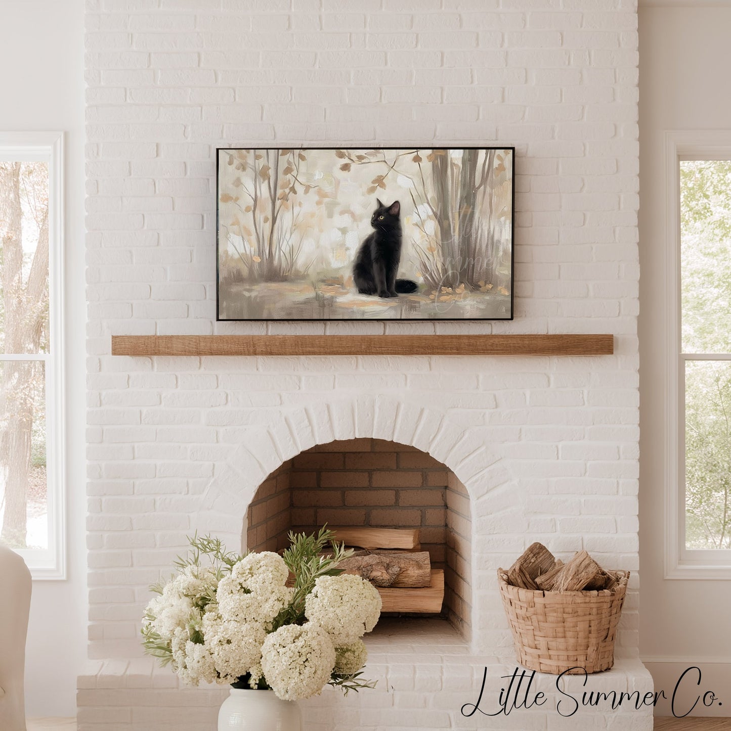 Black Cat Frame TV Art displayed on a TV