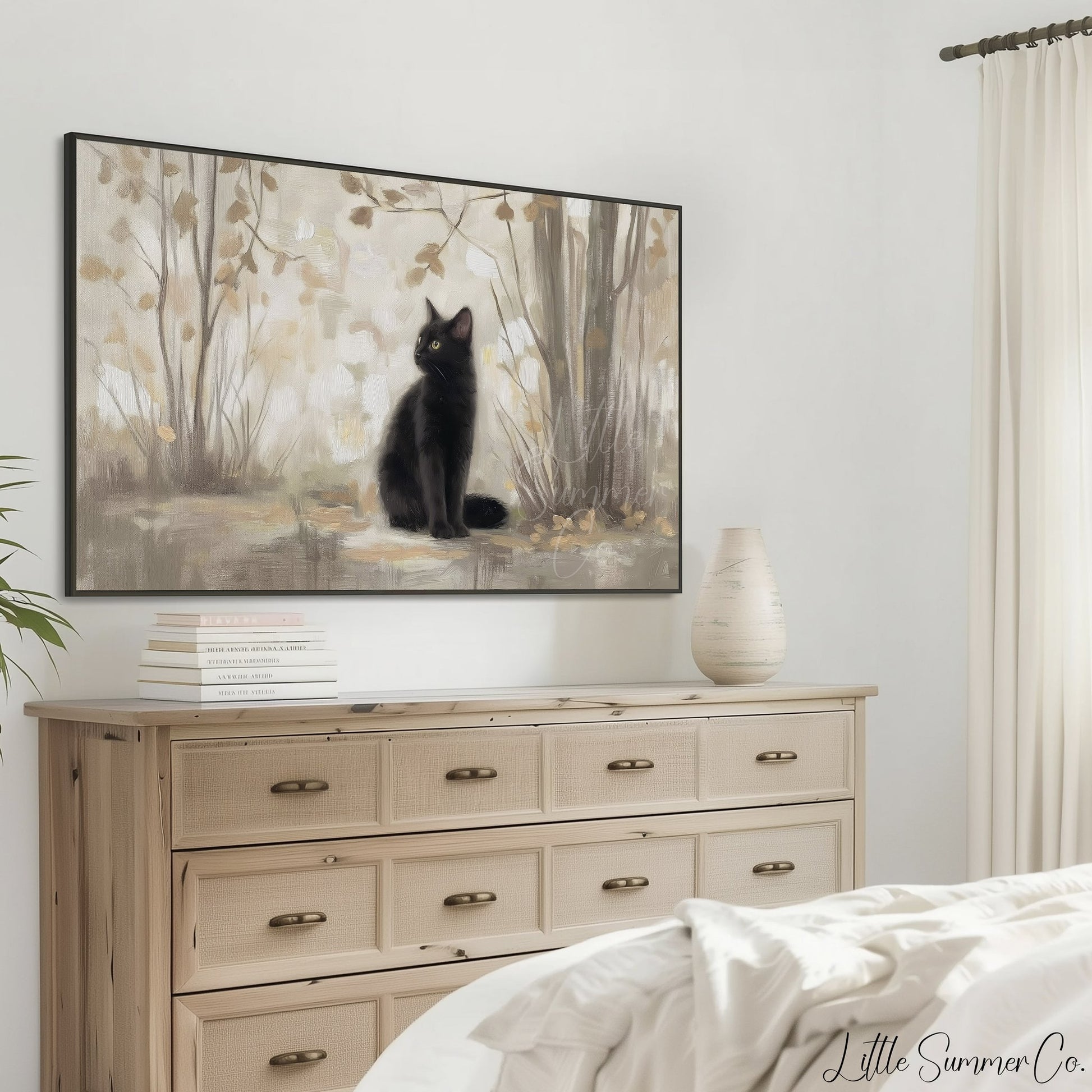 Black Cat Frame TV Art displayed on a TV