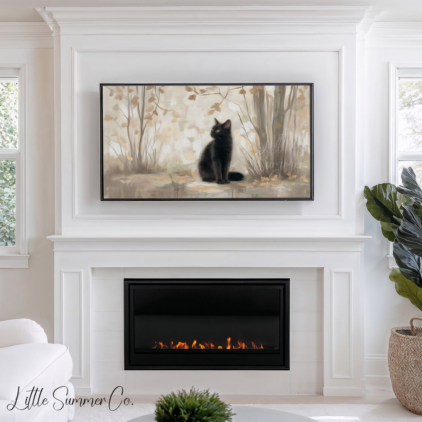 Black Cat Frame TV Art displayed on a TV