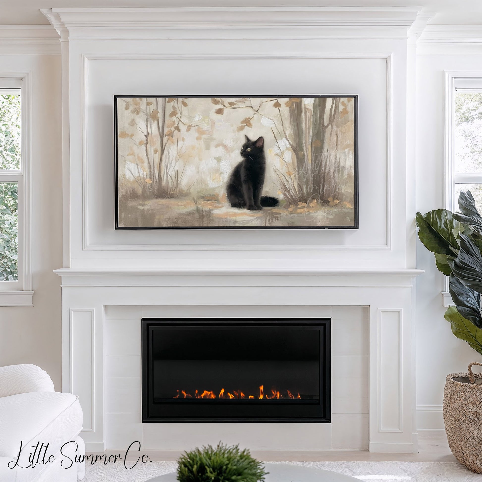 Black Cat Frame TV Art displayed on a TV