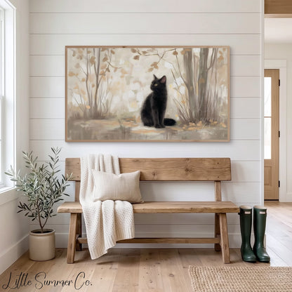 Black Cat Frame TV Art displayed on a TV