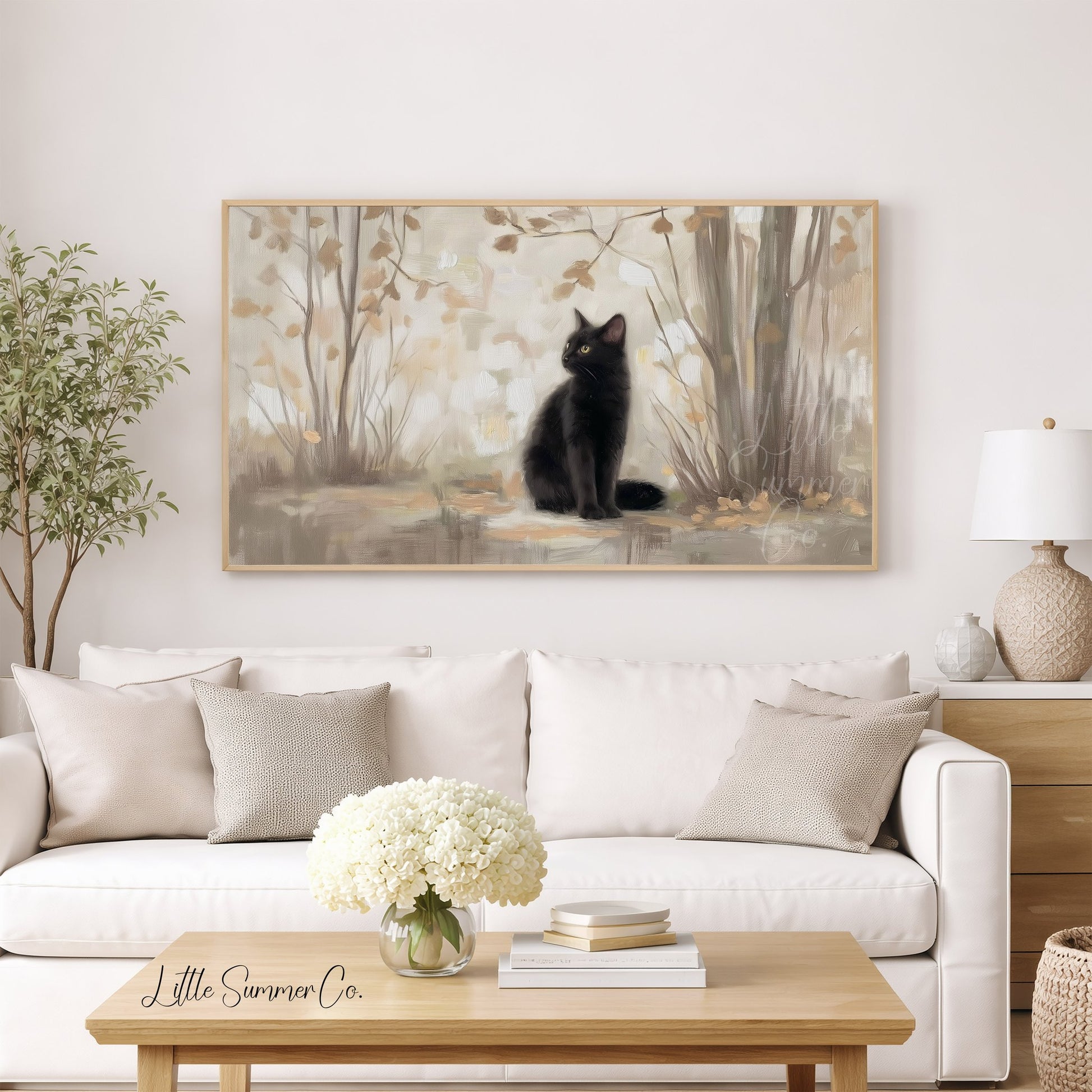 Black Cat Frame TV Art displayed on a TV
