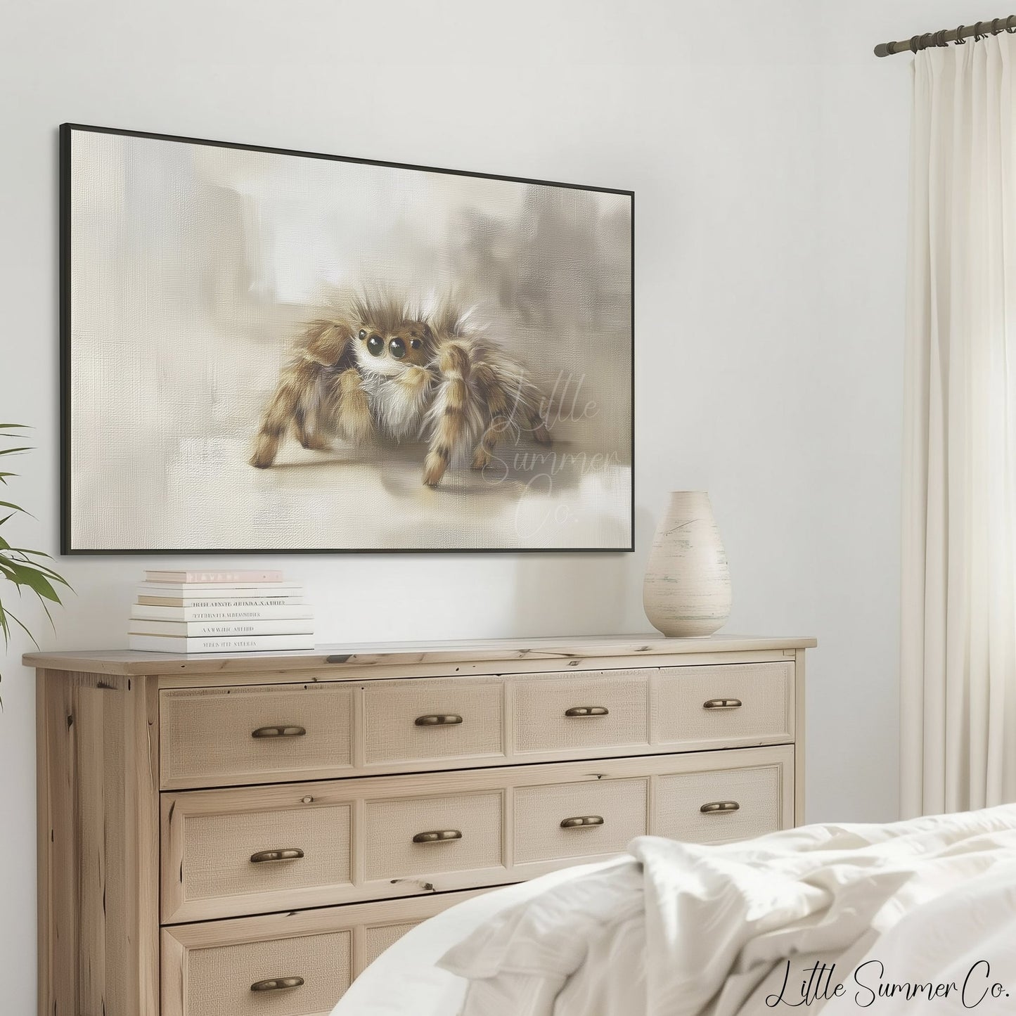 Jumping Spider Frame TV Art displayed on a TV