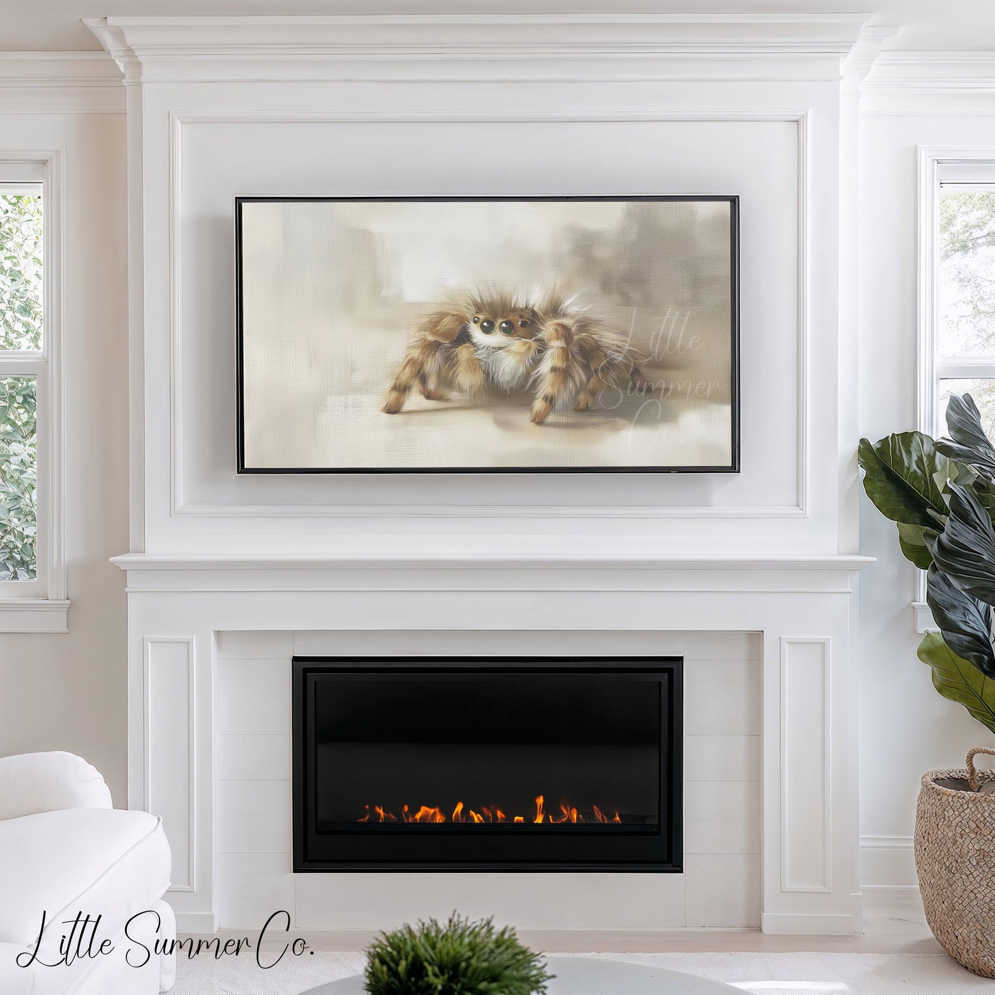 Jumping Spider Frame TV Art displayed on a TV