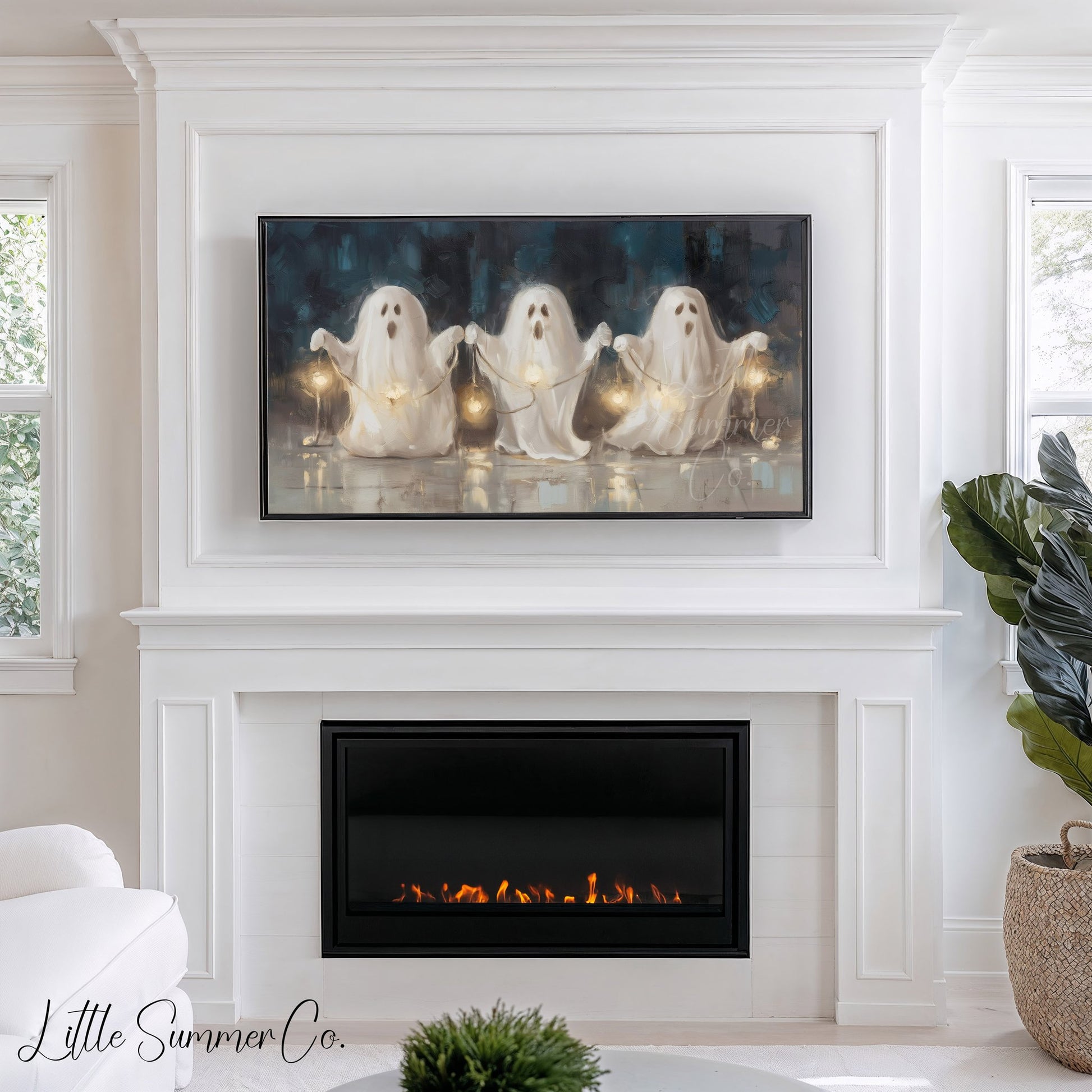 Ghost Lanterns Frame TV Art displayed on a TV