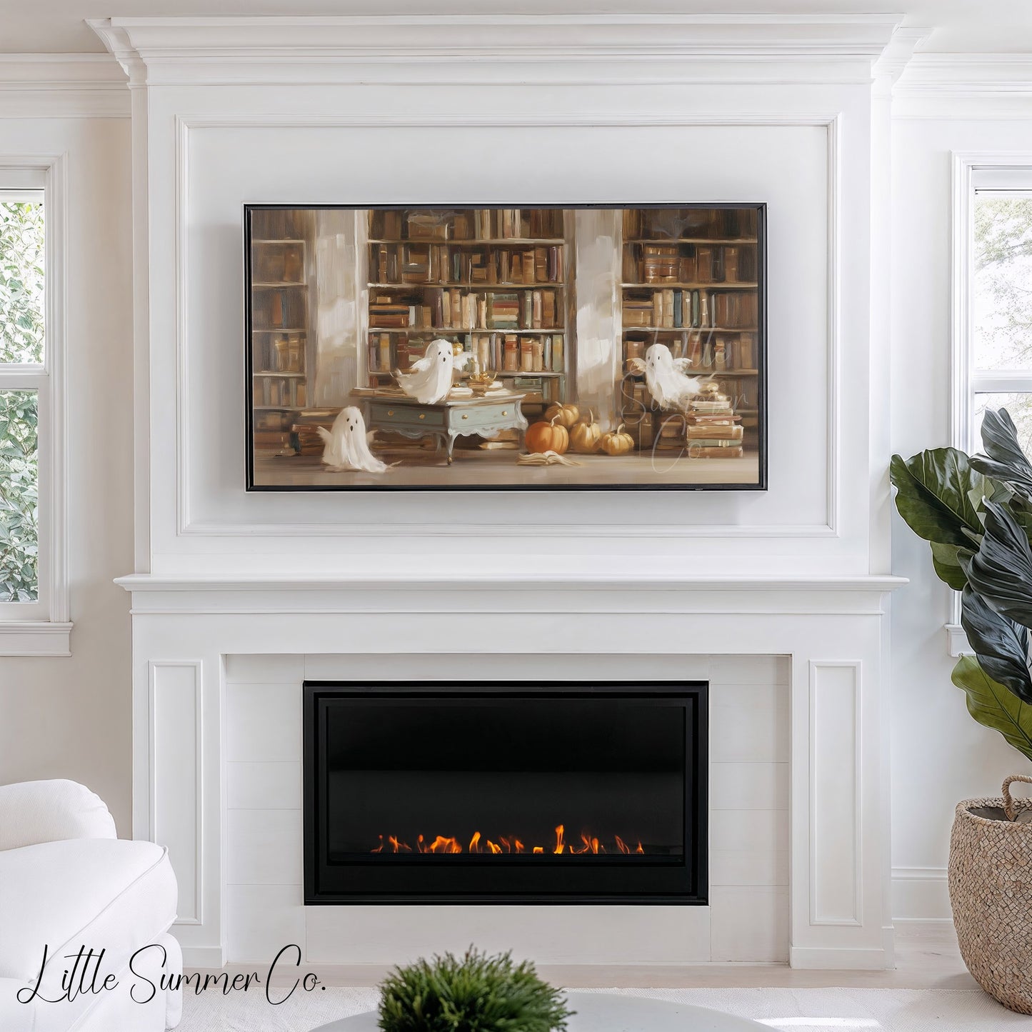Library Ghosts Frame TV Art displayed on a TV