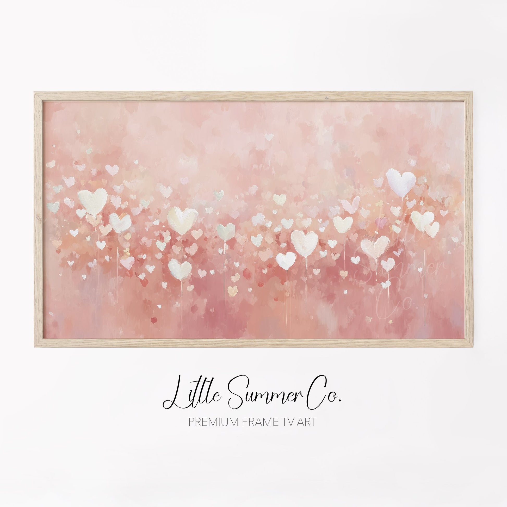 Pink Hearts Frame TV Art displayed on a TV