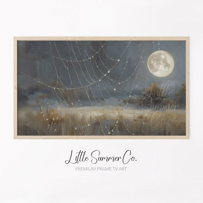 Spiderweb Full Moon Frame TV Art displayed on a TV