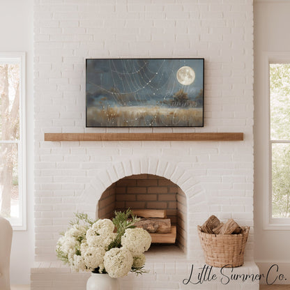 Spiderweb Full Moon Frame TV Art displayed on a TV