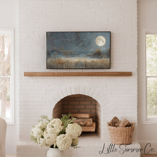 Spiderweb Full Moon Frame TV Art displayed on a TV