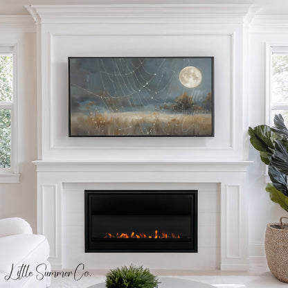 Spiderweb Full Moon Frame TV Art displayed on a TV