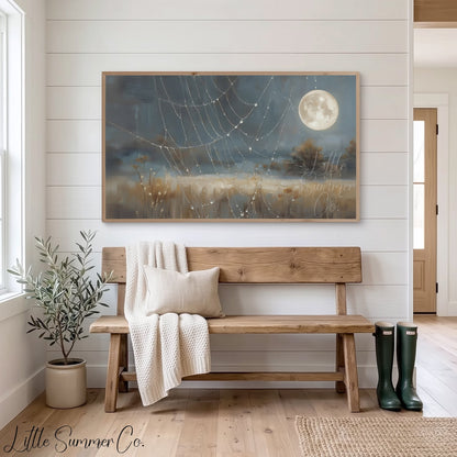 Spiderweb Full Moon Frame TV Art displayed on a TV