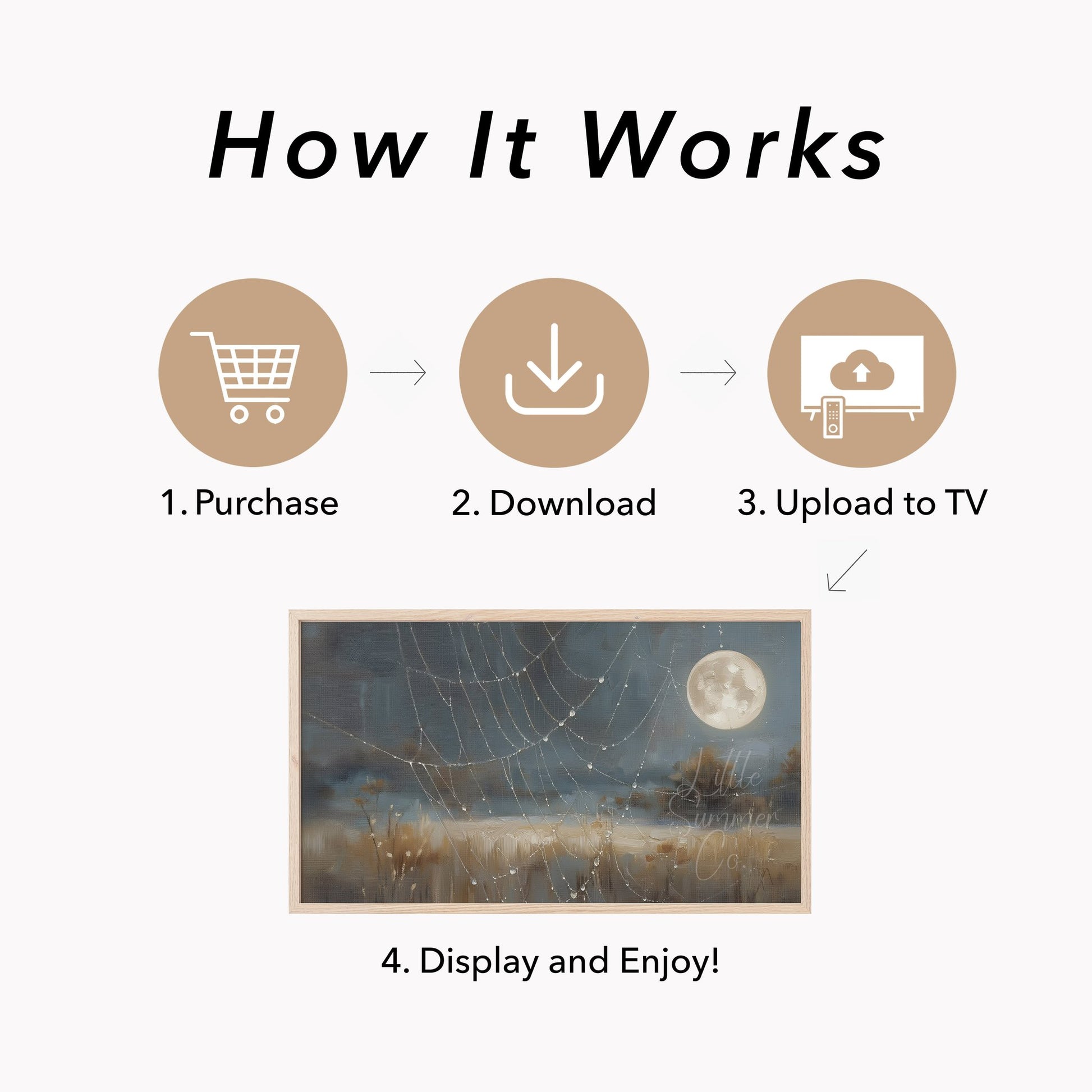 Spiderweb Full Moon Frame TV Art displayed on a TV