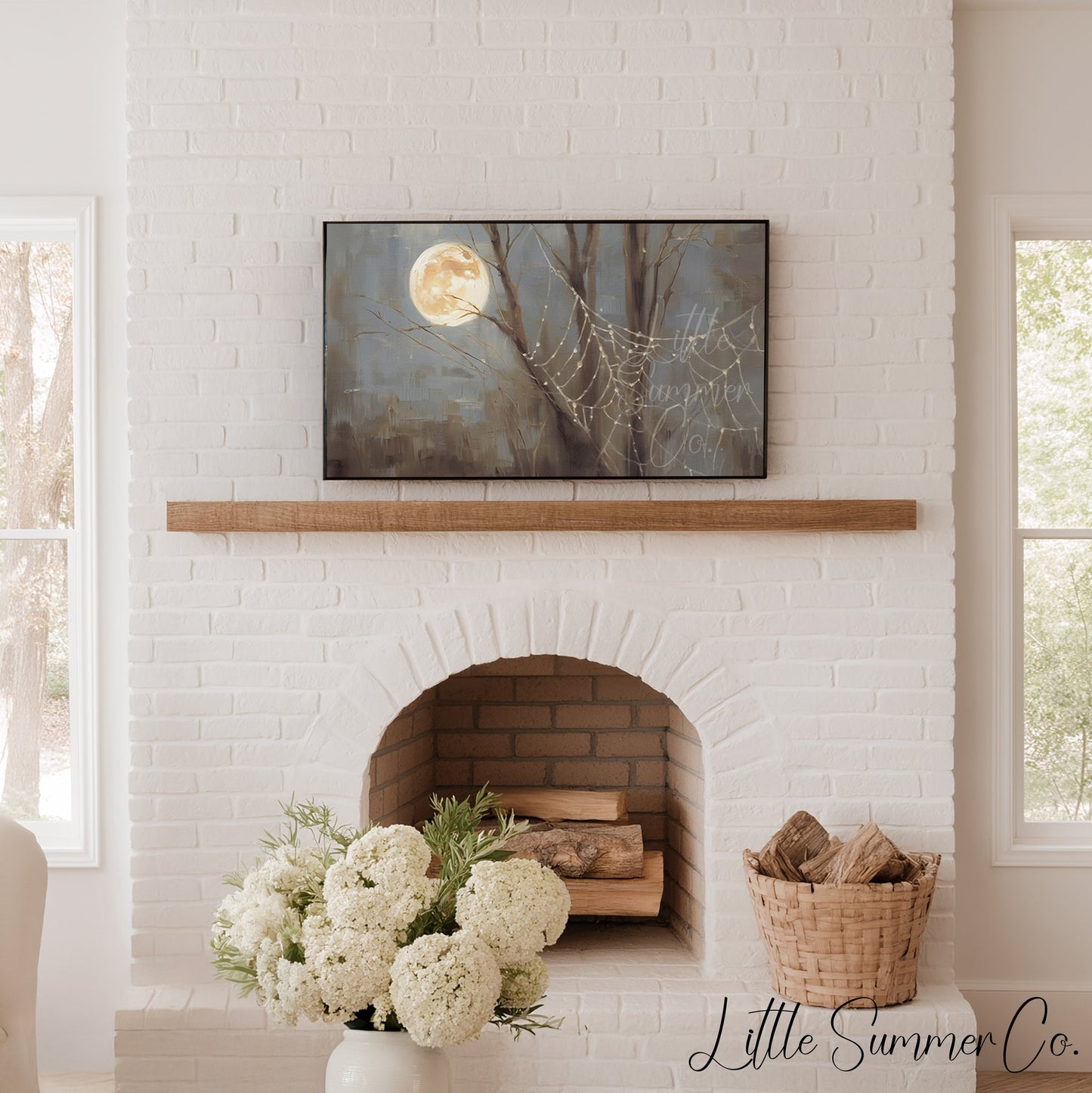 Moon Spider Web Frame TV Art displayed on a TV