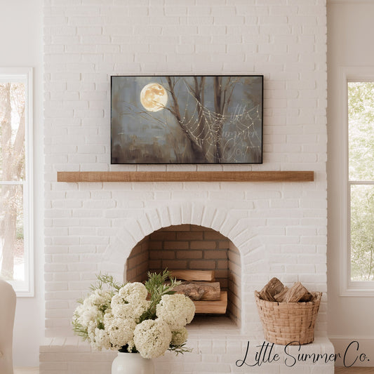 Moon Spider Web Frame TV Art displayed on a TV