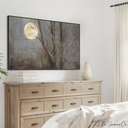 Moon Spider Web Frame TV Art displayed on a TV