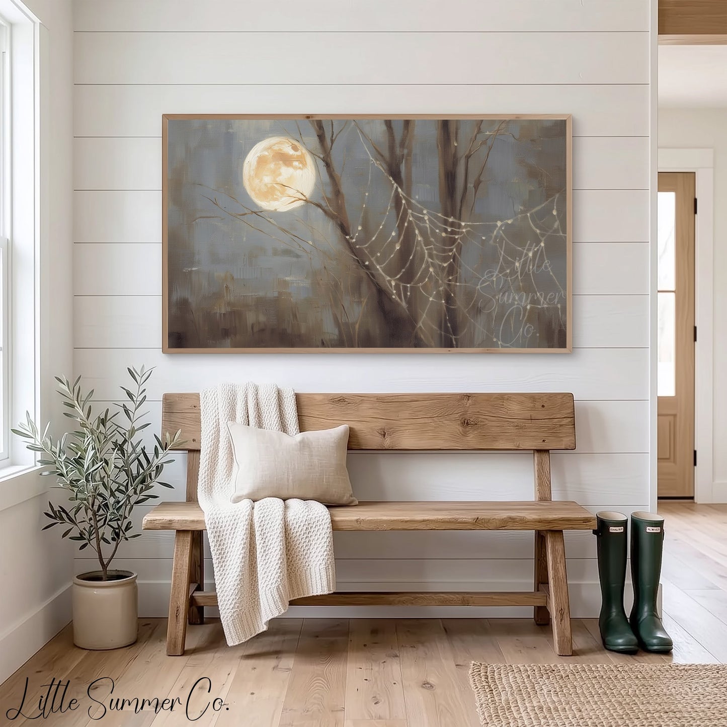 Moon Spider Web Frame TV Art displayed on a TV
