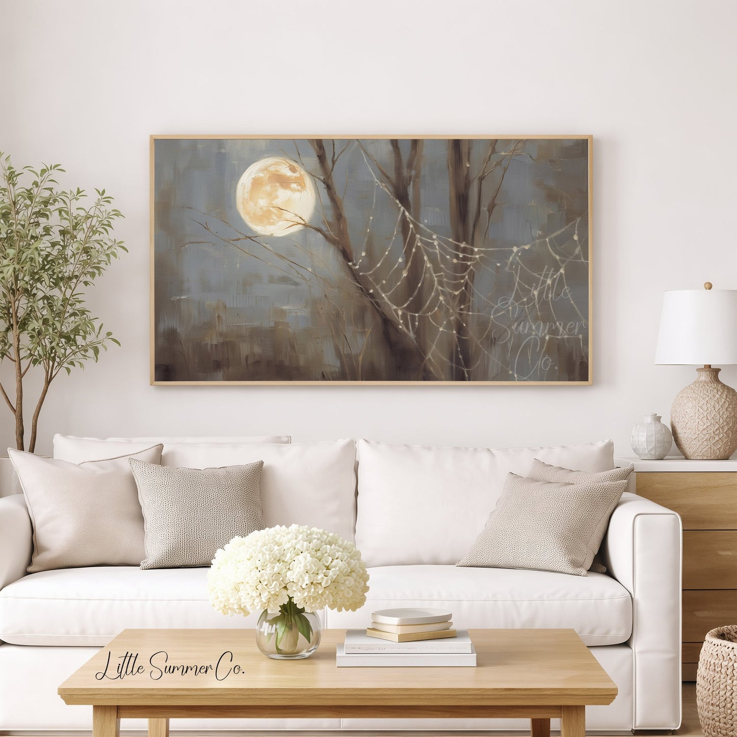 Moon Spider Web Frame TV Art displayed on a TV