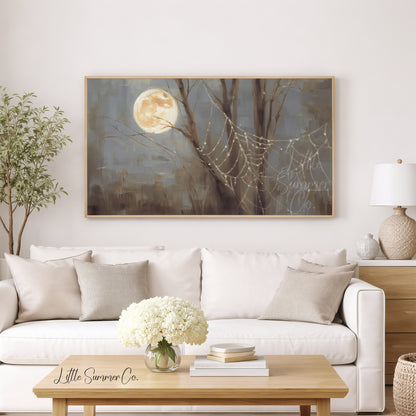 Moon Spider Web Frame TV Art displayed on a TV
