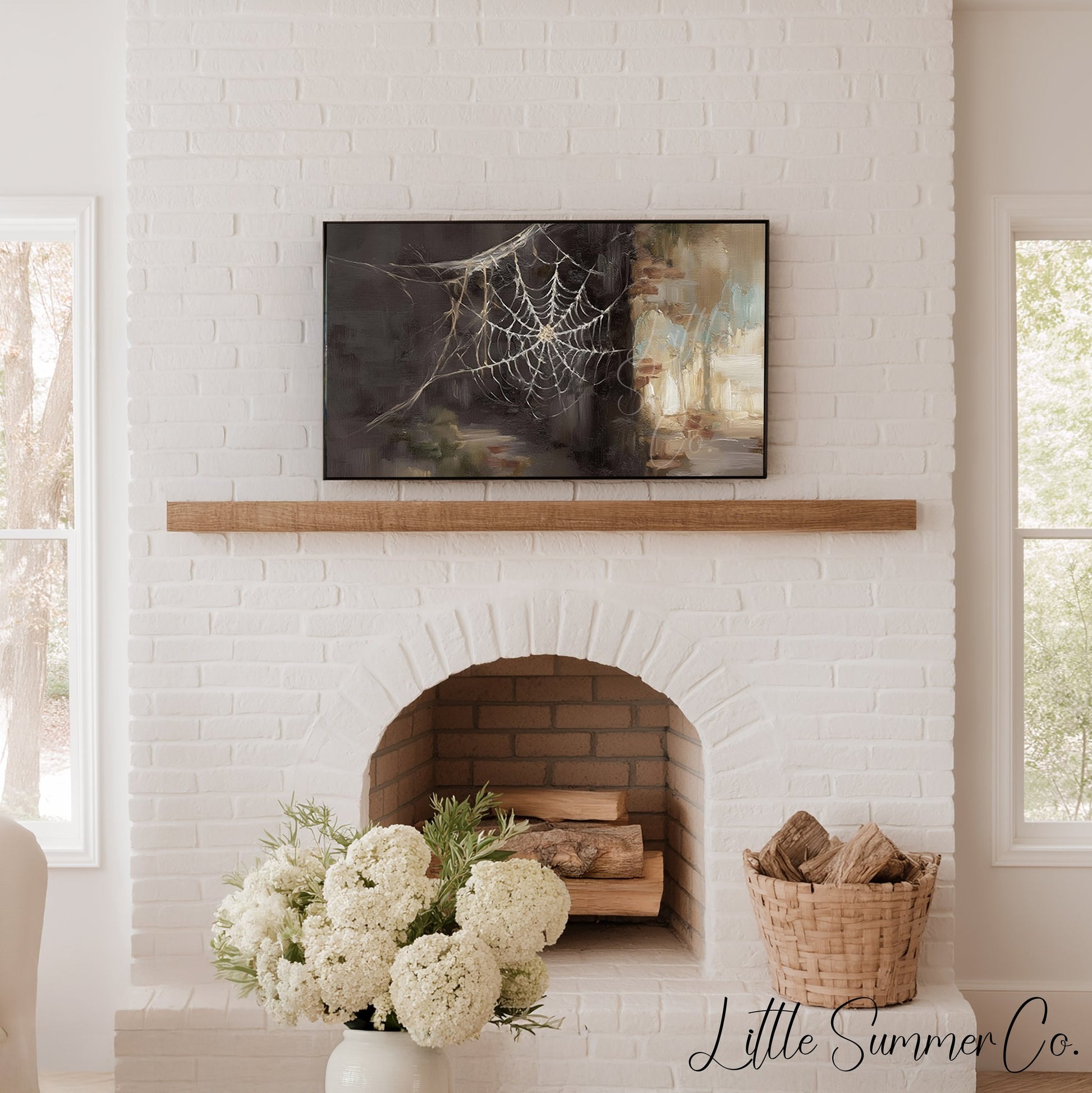 Cobweb Corner Frame TV Art displayed on a TV