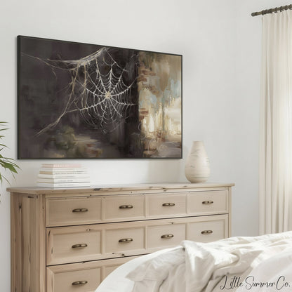 Cobweb Corner Frame TV Art displayed on a TV