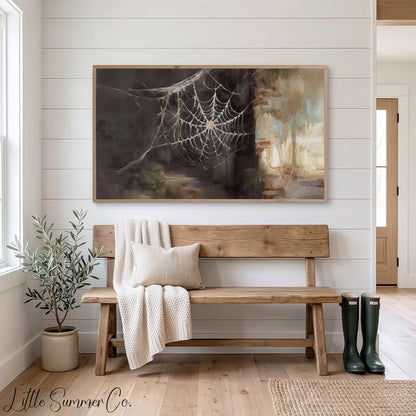 Cobweb Corner Frame TV Art displayed on a TV
