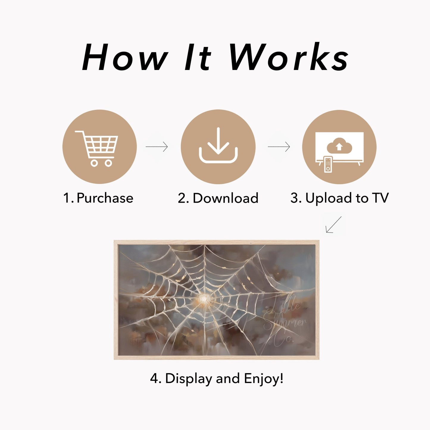 Sunlit Spider Web Frame TV Art displayed on a TV