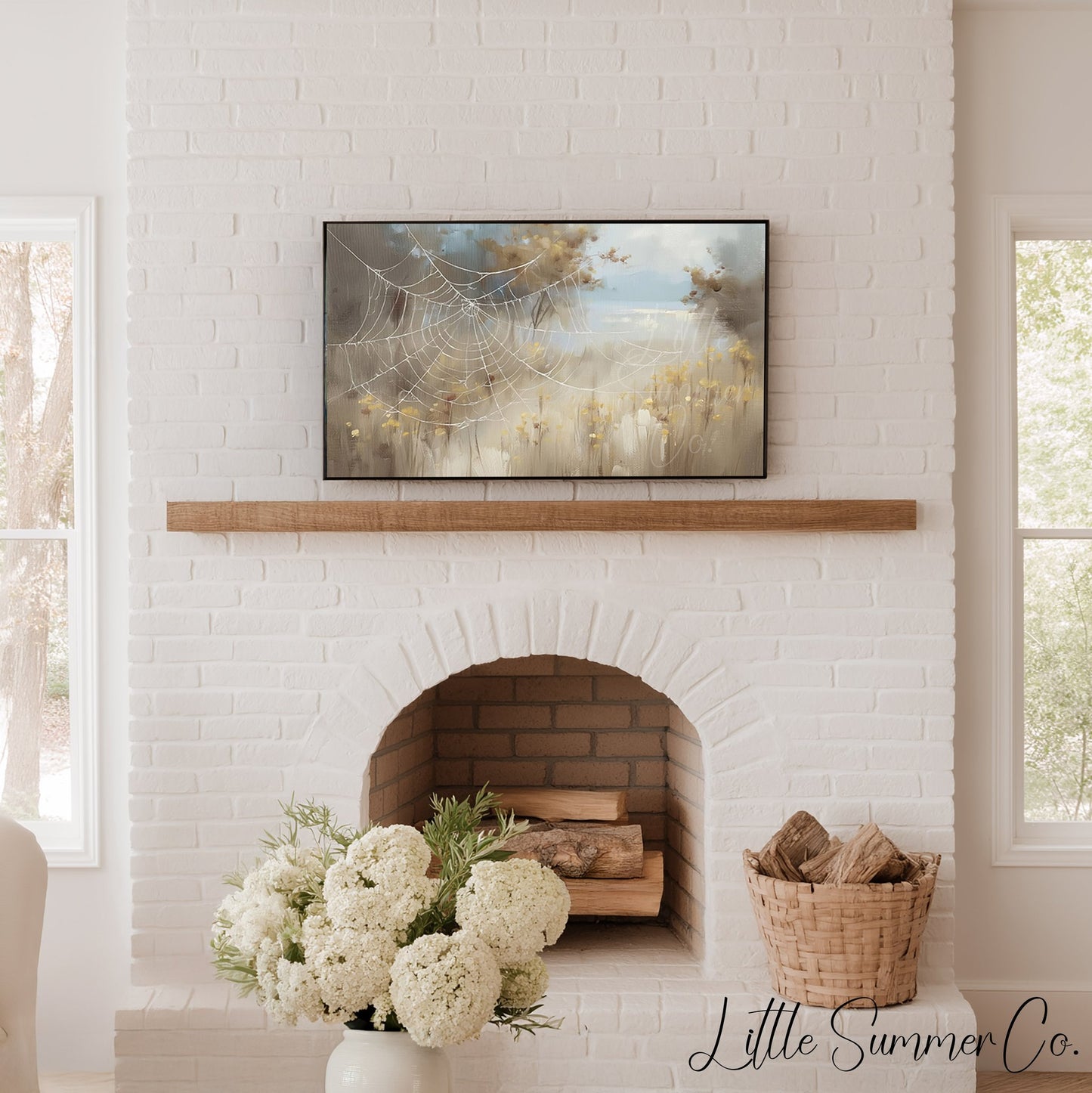 Spider Web Meadow Frame TV Art displayed on a TV